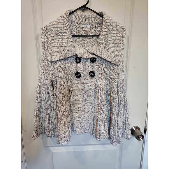 Women's Cache Chunky Knit Cardigan Sweater Gray Medium - Picture 1 of 8